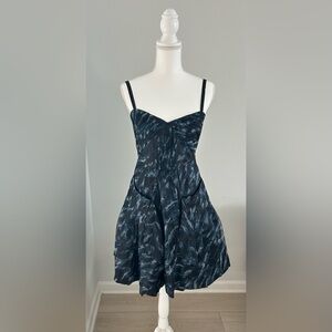BCBG MAX AZRIABlue and black Patterned Dress with pockets adjustable straps